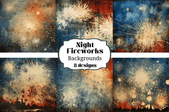 8 Fireworks Digital Paper Backgrounds: Vibrant Crafting Assets