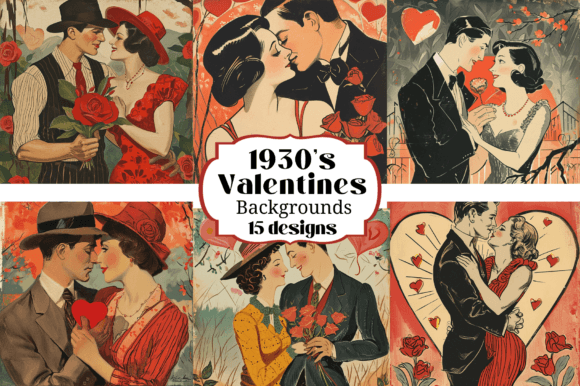 Charming 1930's Valentines: A Digital Paper Collection