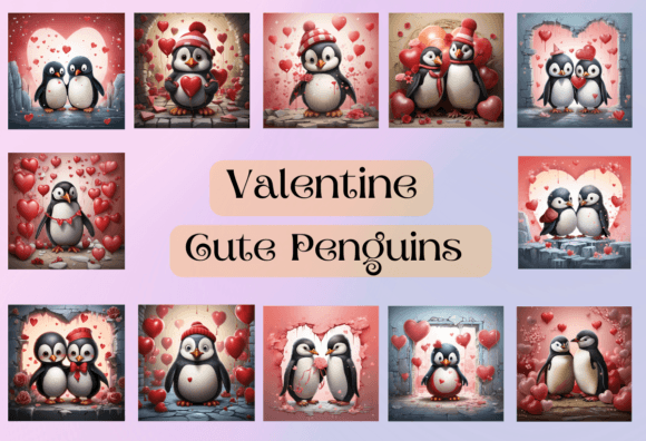 Charming Valentine Penguin Designs for Your Projects