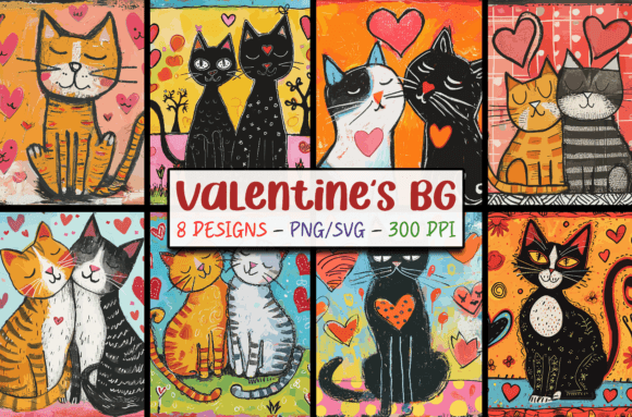 Cute Valentines Day Cats Backgrounds SVG: Charming Designs for Creators