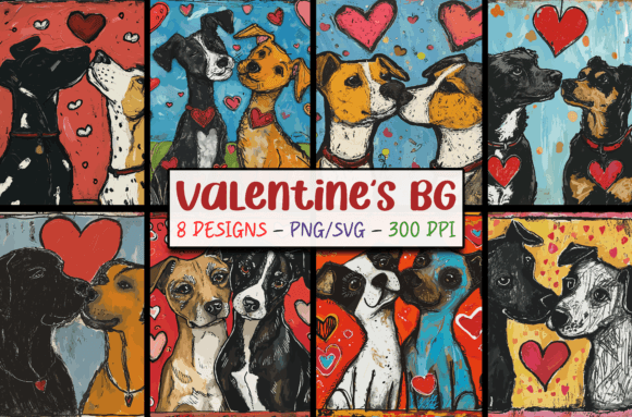Cute Valentines Day Dogs Backgrounds SVG: Design Assets for Creative Projects