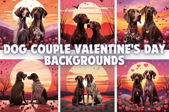 Dog Couple Valentine's Day Backgrounds: 12 HD Images of Canine Romance