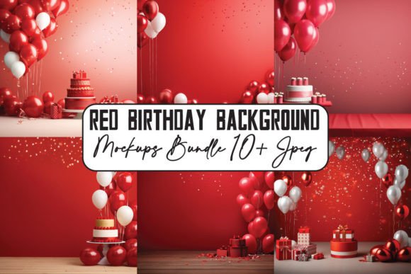 Elevate Your Brand with a Birthday Red Backgrounds Mockups Bundle