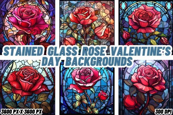 Enchanting Stained Glass Rose Backgrounds for Designers