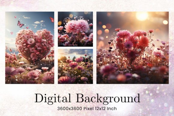 Heart Flower Backgrounds: Digital Wallpaper for Creative Projects