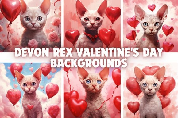 Purr-fectly Charming: Designing with Devon Rex Valentine's Day Backgrounds
