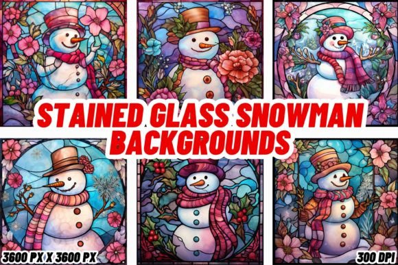Stained Glass Snowman Backgrounds: Artistic Winter Charm