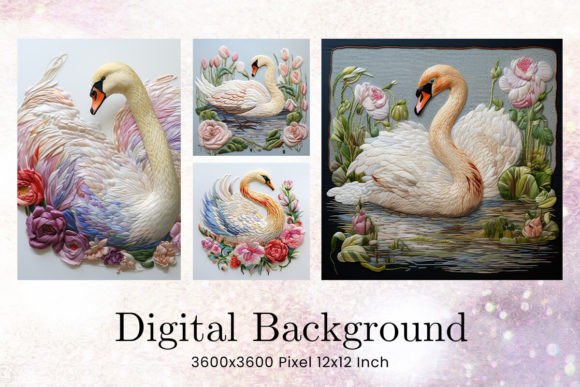 Swan Embroidery Backgrounds: A Digital Asset for Refined Design